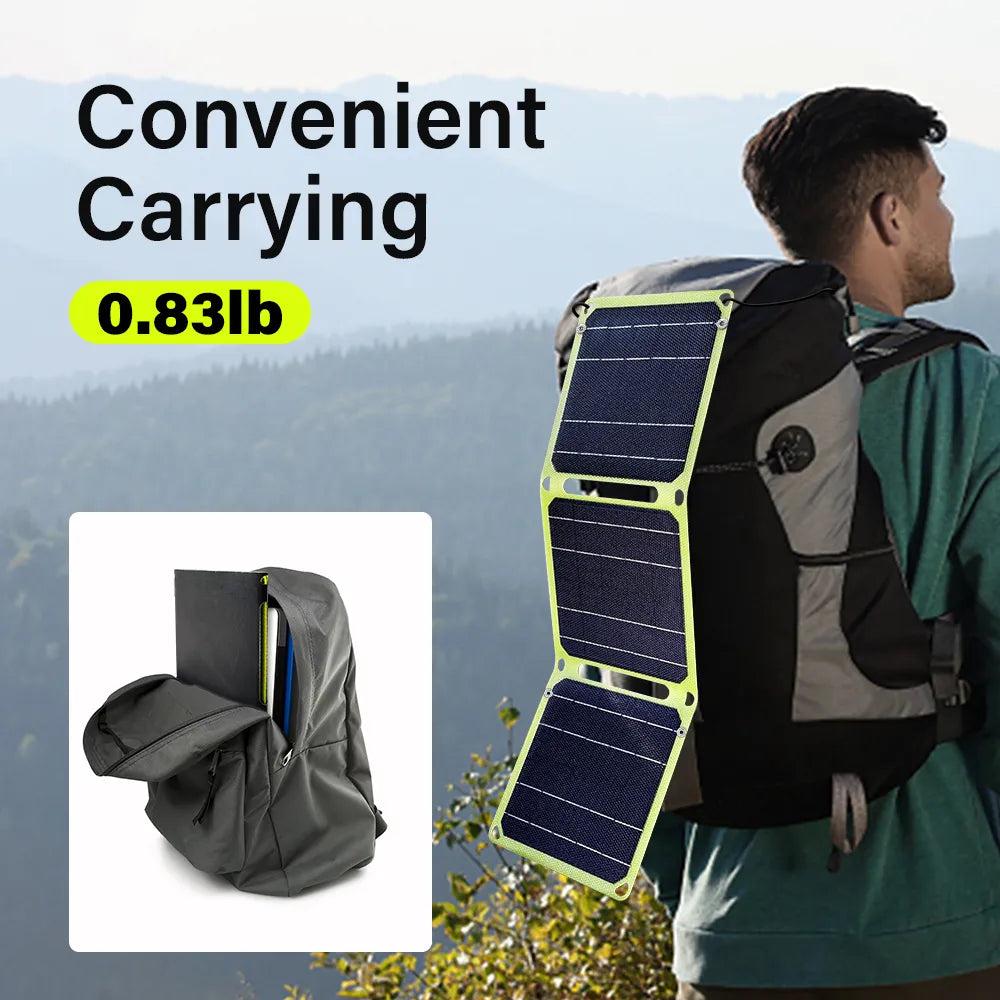 21W Foldable Solar Panel Charger with USB A & C by HitMyNeed