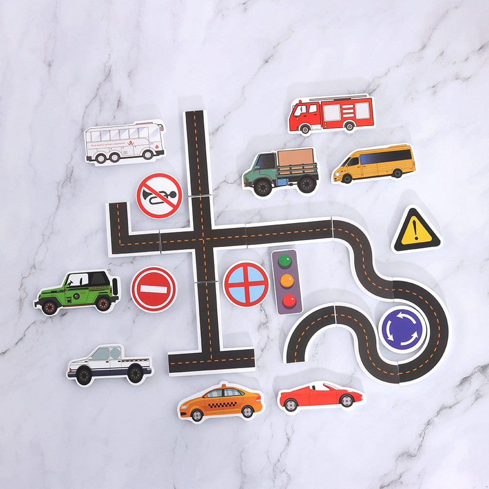 23-Piece Kids Bath Wall City Traffic Puzzle Set by HitMyNeed