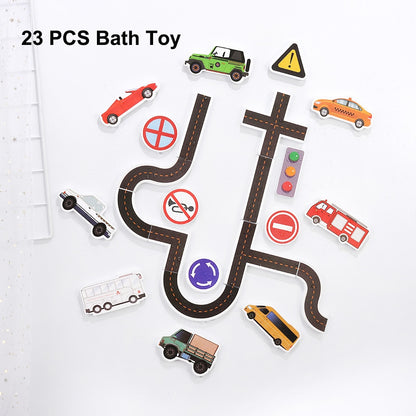 23-Piece Kids Bath Wall City Traffic Puzzle Set by HitMyNeed