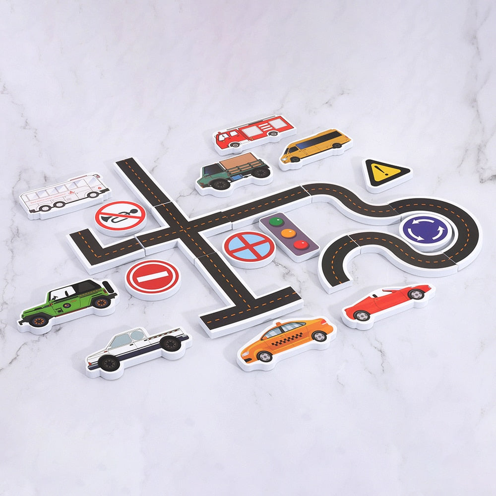 23-Piece Kids Bath Wall City Traffic Puzzle Set by HitMyNeed