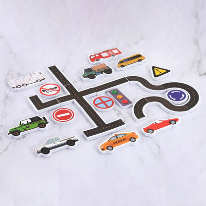 23-Piece Kids Bath Wall City Traffic Puzzle Set by HitMyNeed