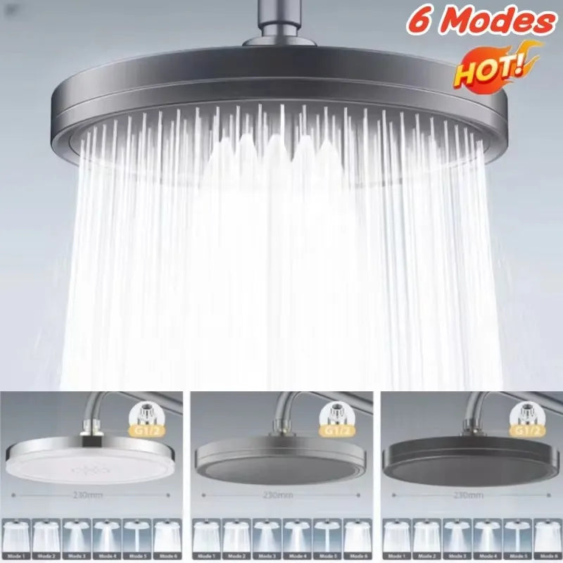 230mm 6-Mode High Pressure Rainfall Shower Head by HitMyNeed