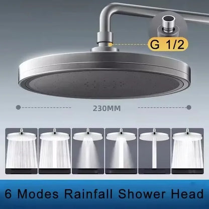 230mm 6-Mode High Pressure Rainfall Shower Head gun-grey by HitMyNeed