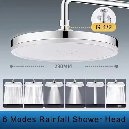 230mm 6-Mode High Pressure Rainfall Shower Head silver by HitMyNeed