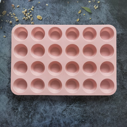 24-Hole Silicone Mini Muffin Pan 011-pink by HitMyNeed