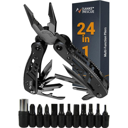 24-in-1 Multitool Pliers for Camping & Survival black by HitMyNeed
