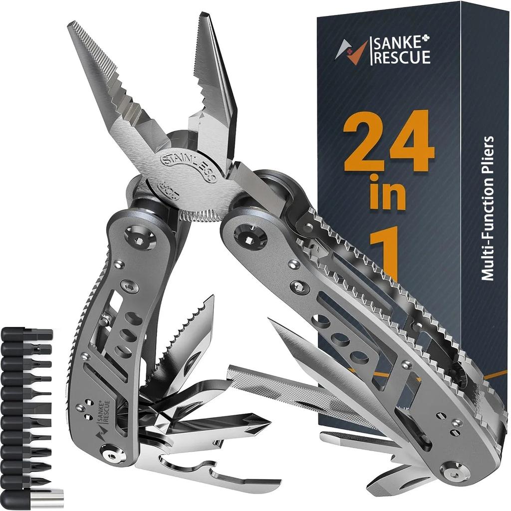 24-in-1 Multitool Pliers for Camping & Survival silver by HitMyNeed