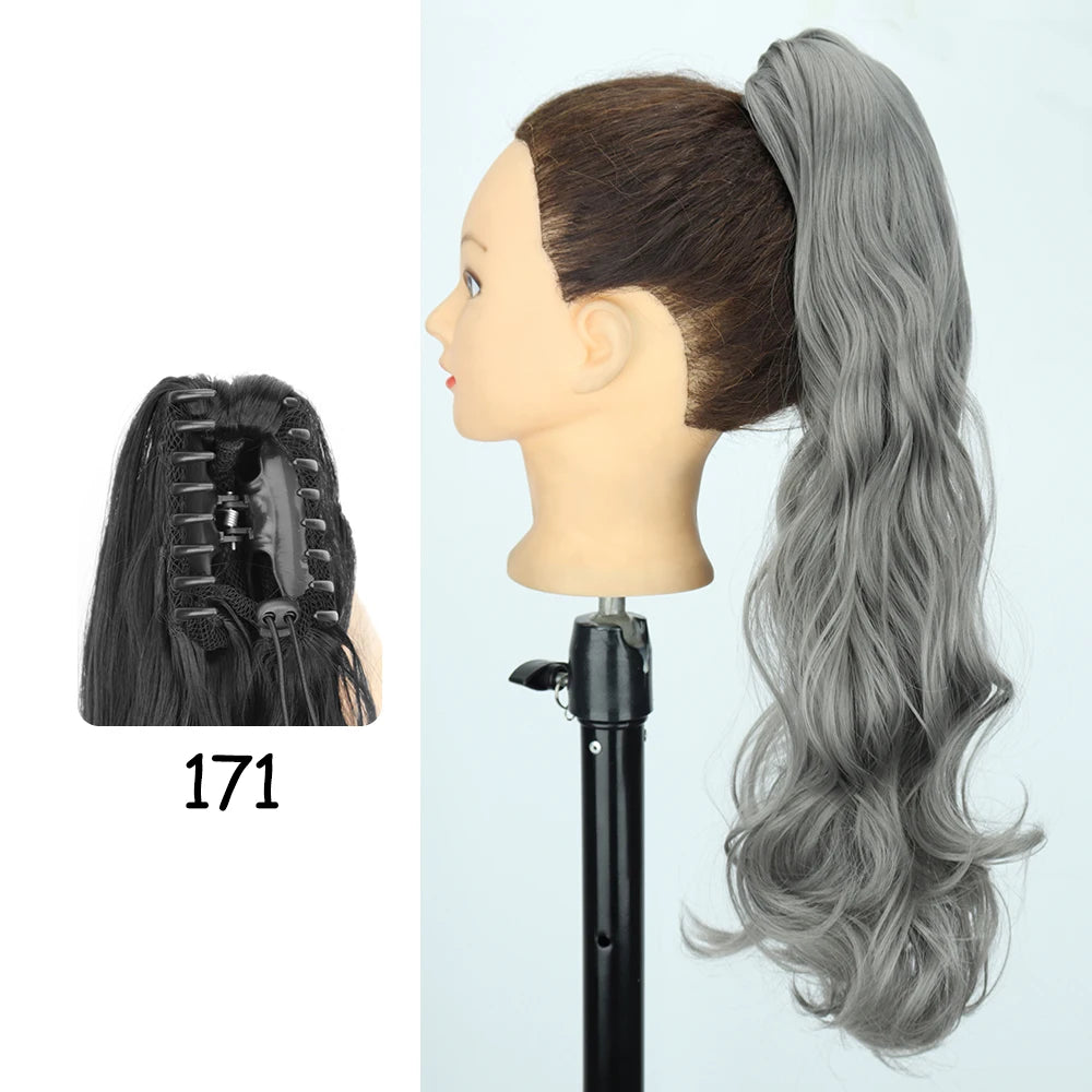 24-Inch Blonde Wavy Claw Clip Ponytail Extension 171.0 by HitMyNeed