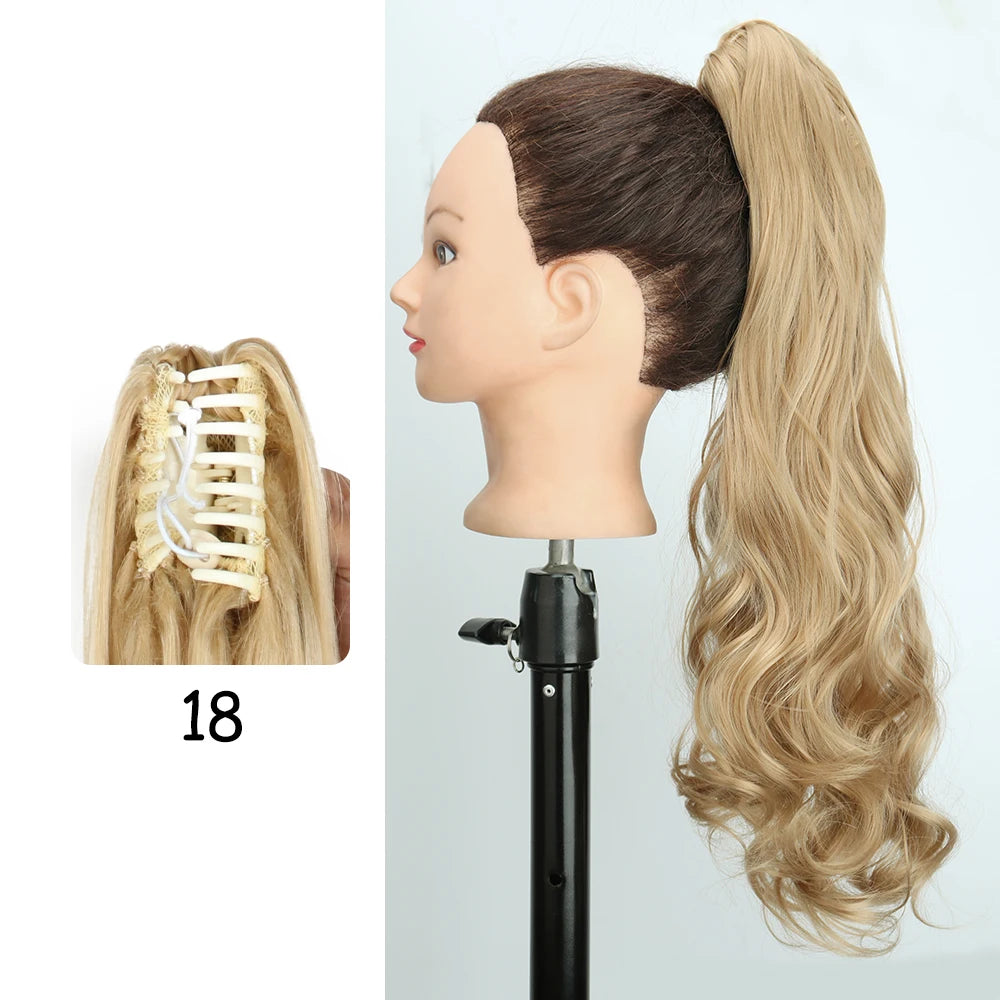 24-Inch Blonde Wavy Claw Clip Ponytail Extension 18.0 by HitMyNeed