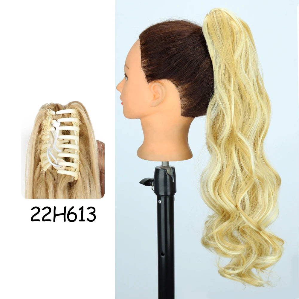 24-Inch Blonde Wavy Claw Clip Ponytail Extension 22h613 by HitMyNeed