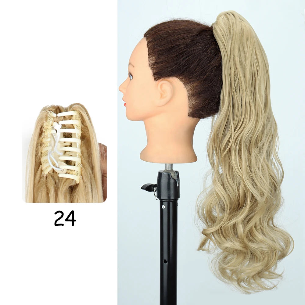 24-Inch Blonde Wavy Claw Clip Ponytail Extension 24.0 by HitMyNeed