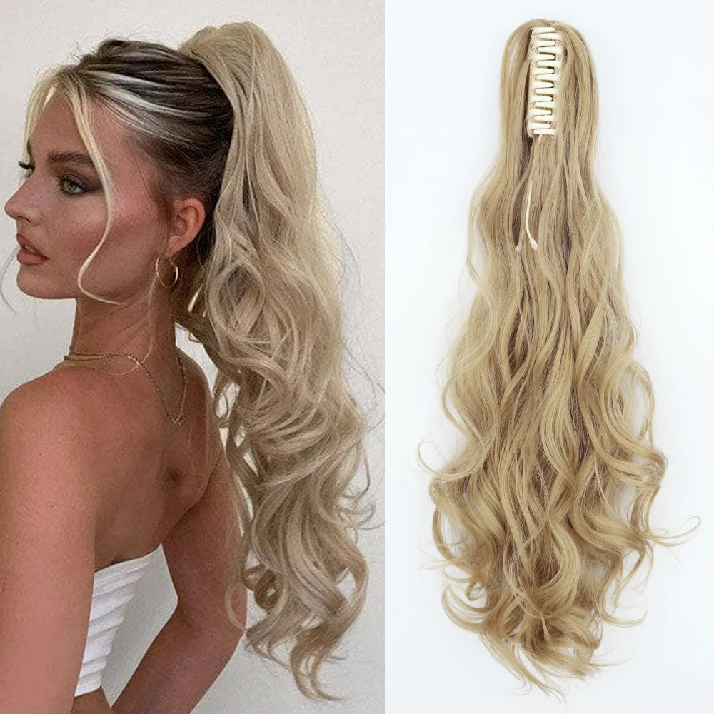 24-Inch Blonde Wavy Claw Clip Ponytail Extension by HitMyNeed
