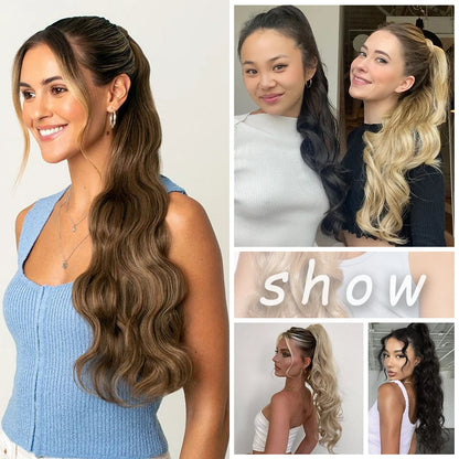 24-Inch Blonde Wavy Claw Clip Ponytail Extension by HitMyNeed