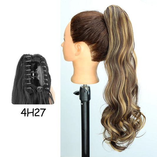 24-Inch Blonde Wavy Claw Clip Ponytail Extension 4h27 by HitMyNeed