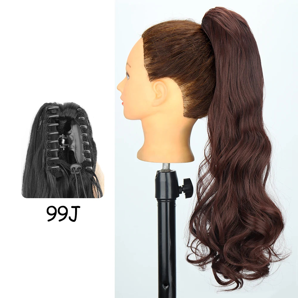 24-Inch Blonde Wavy Claw Clip Ponytail Extension 99j by HitMyNeed