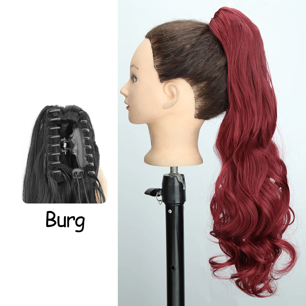 24-Inch Blonde Wavy Claw Clip Ponytail Extension burg by HitMyNeed