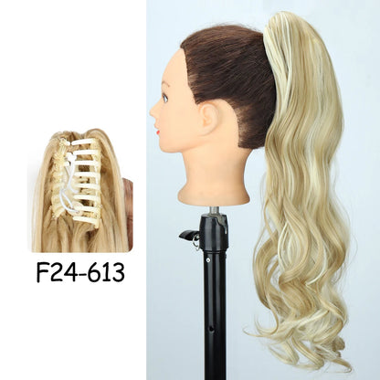 24-Inch Blonde Wavy Claw Clip Ponytail Extension f24-613 by HitMyNeed