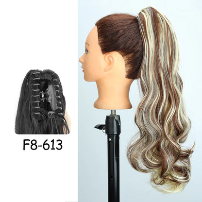 24-Inch Blonde Wavy Claw Clip Ponytail Extension f8-613 by HitMyNeed