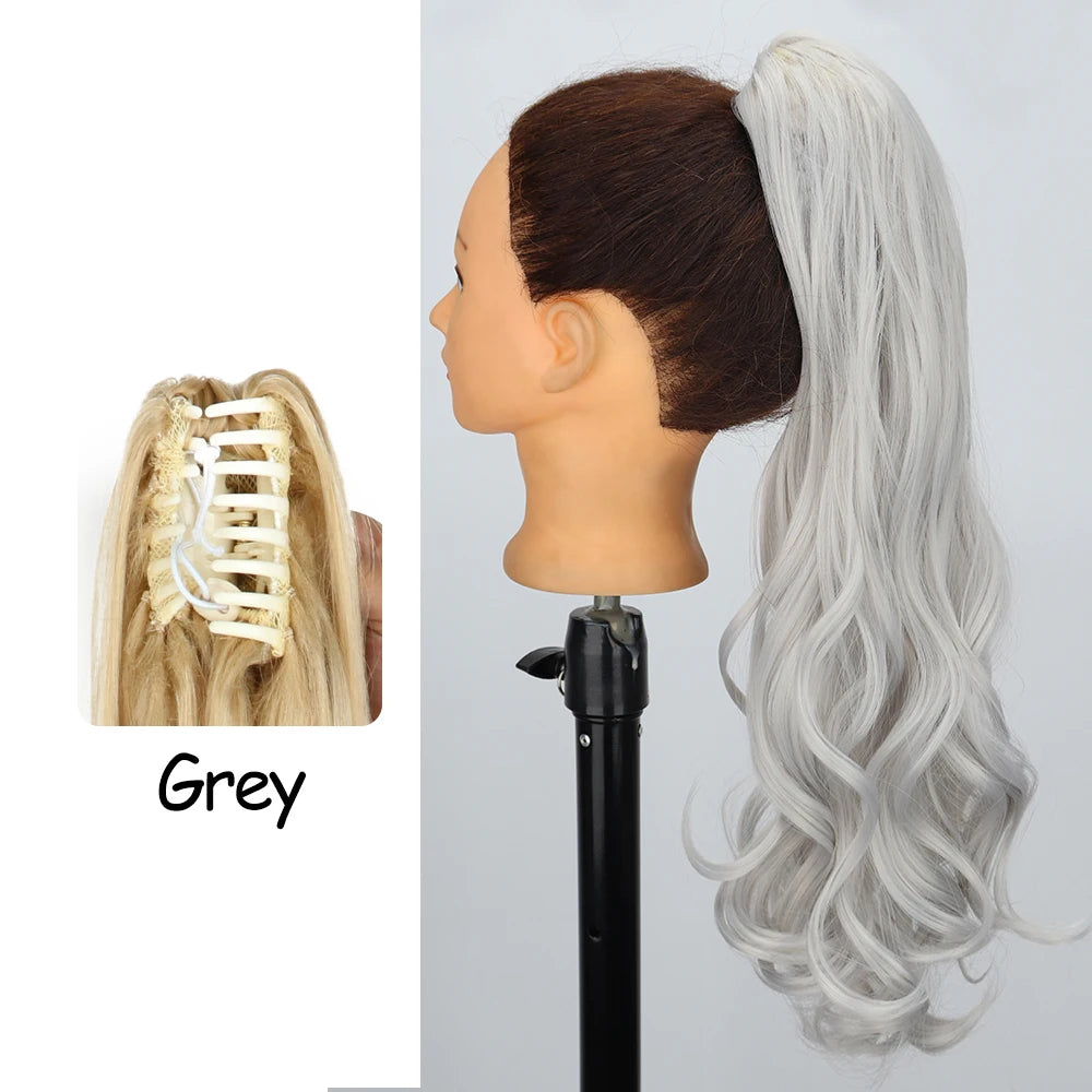 24-Inch Blonde Wavy Claw Clip Ponytail Extension grey by HitMyNeed