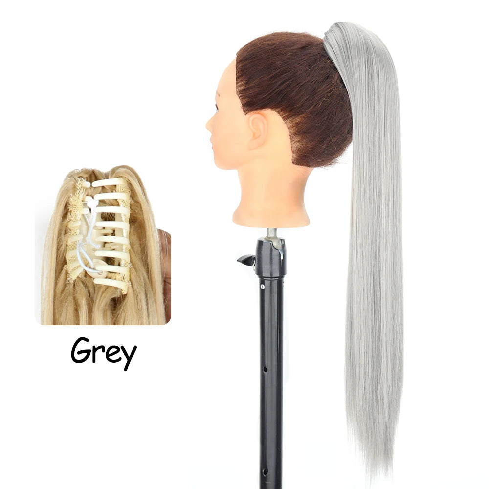 24-Inch Blonde Wavy Claw Clip Ponytail Extension grey-200661239 by HitMyNeed