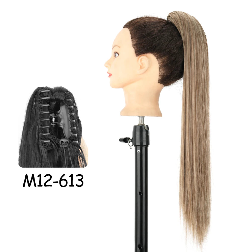 24-Inch Blonde Wavy Claw Clip Ponytail Extension m12-613-200744463 by HitMyNeed
