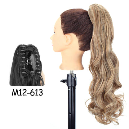 24-Inch Blonde Wavy Claw Clip Ponytail Extension m12-613 by HitMyNeed