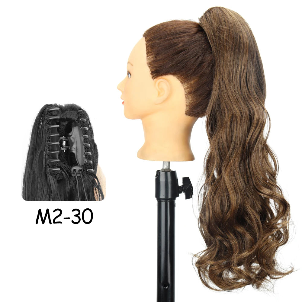 24-Inch Blonde Wavy Claw Clip Ponytail Extension m2-30 by HitMyNeed