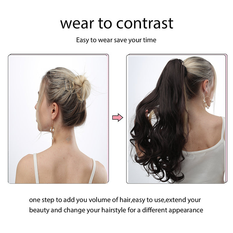 24" Multicolor Wavy Synthetic Ponytail Extension by HitMyNeed