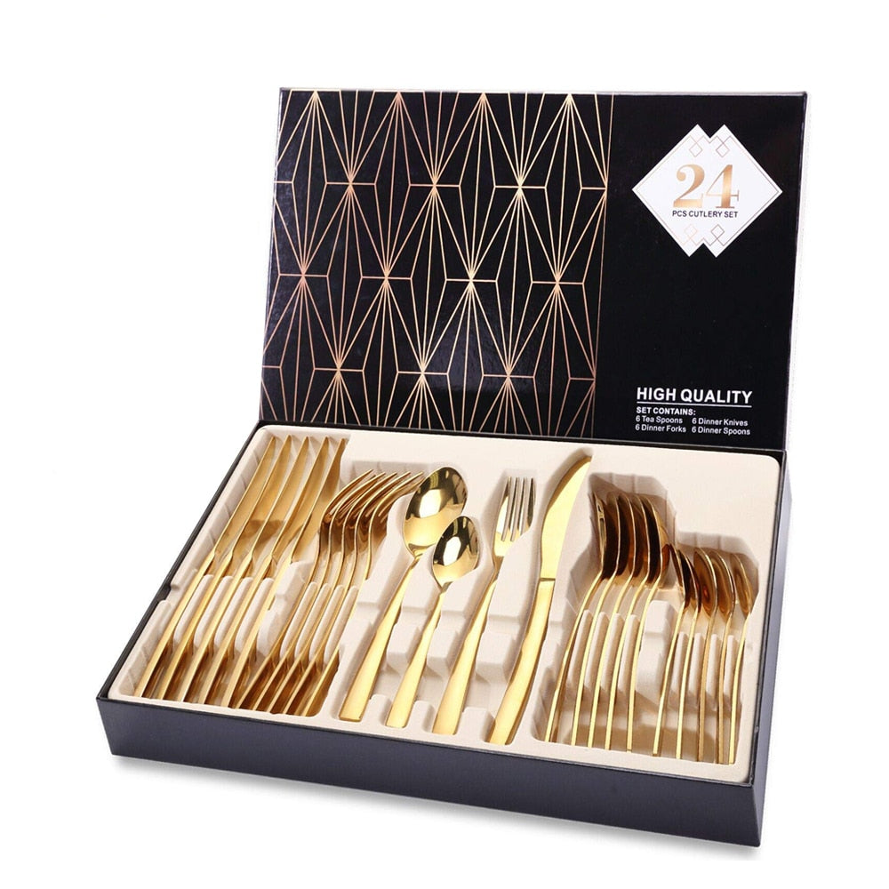 24-Piece Stainless Steel Cutlery Set for 6 Persons by HitMyNeed