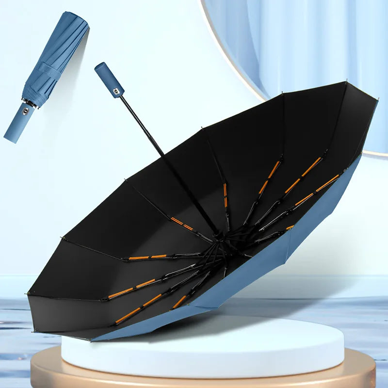 24-Rib Automatic UV Umbrella, Large Folding Sunshade by HitMyNeed