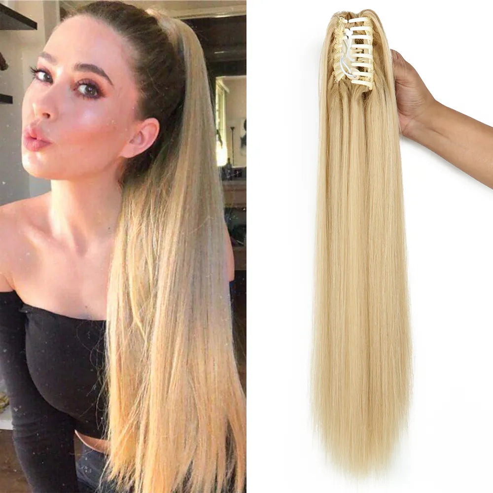 24" Synthetic Long Straight Claw Clip Ponytail by HitMyNeed