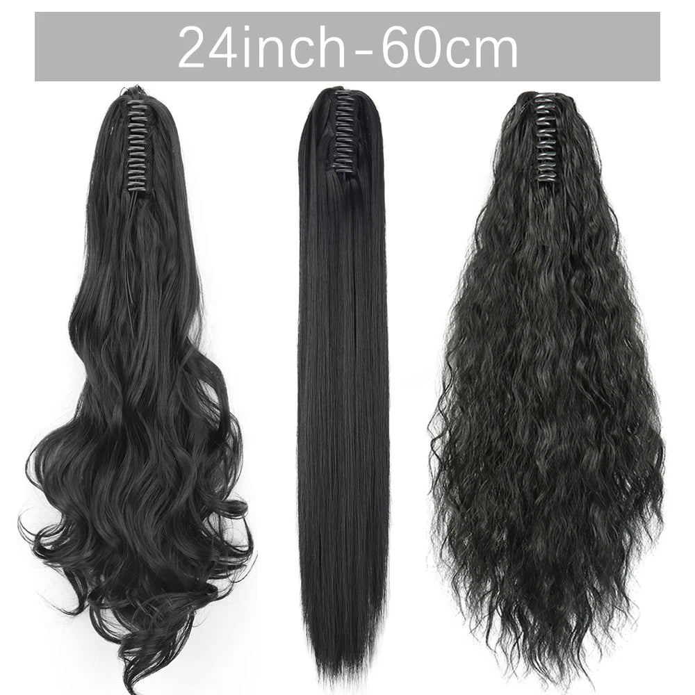 24" Synthetic Long Straight Claw Clip Ponytail by HitMyNeed