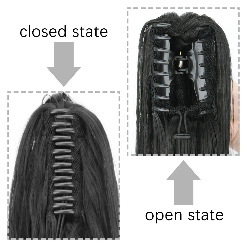 24" Synthetic Long Straight Claw Clip Ponytail by HitMyNeed