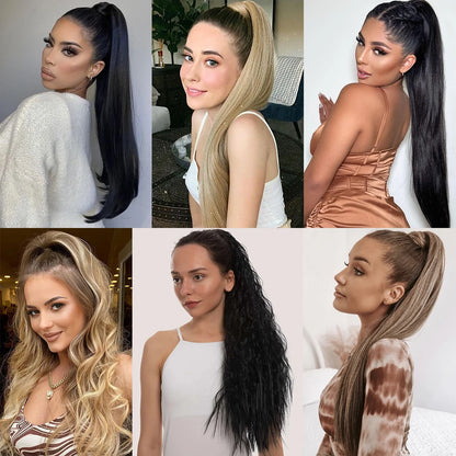24" Synthetic Long Straight Claw Clip Ponytail by HitMyNeed