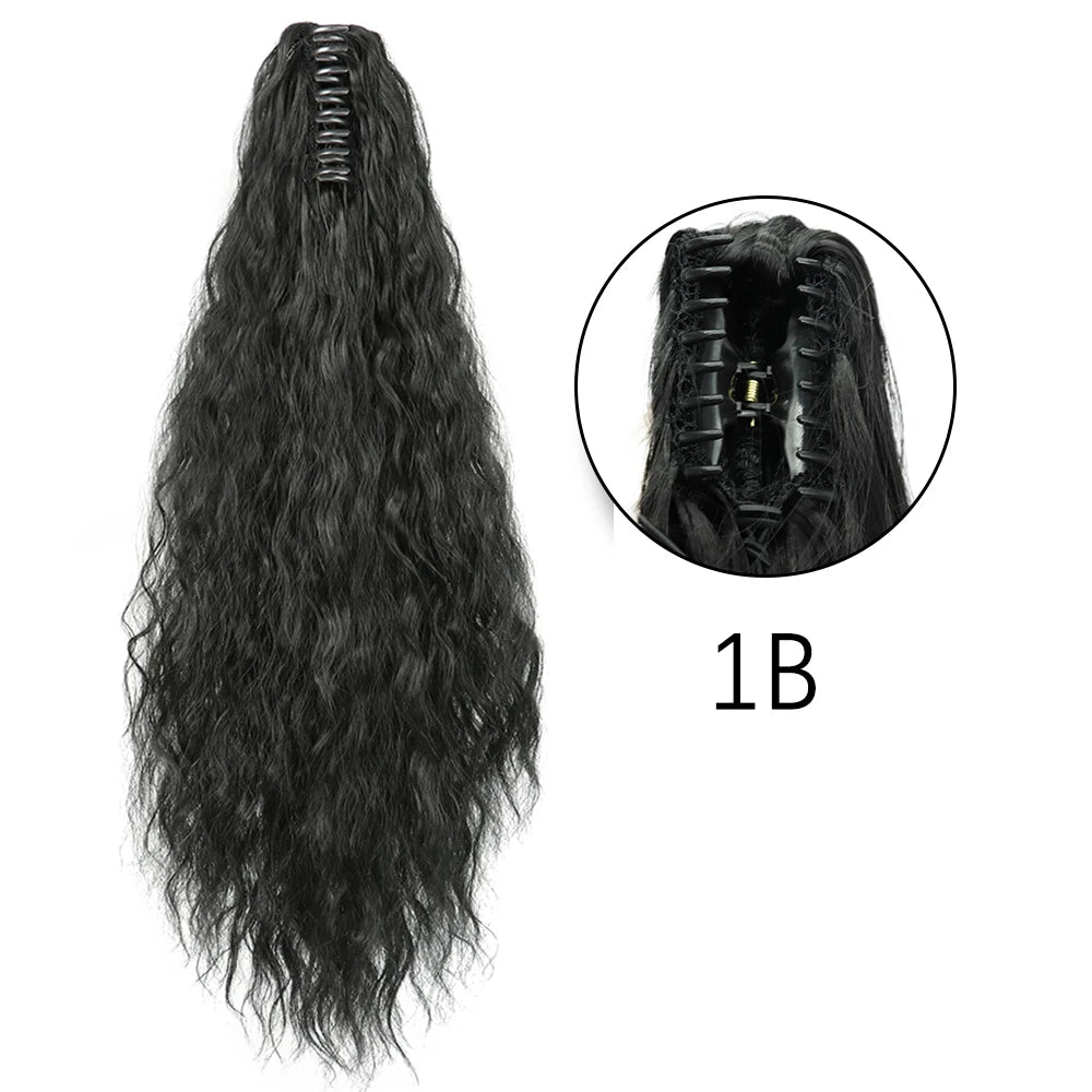 24" Synthetic Long Straight Claw Clip Ponytail c-1b by HitMyNeed