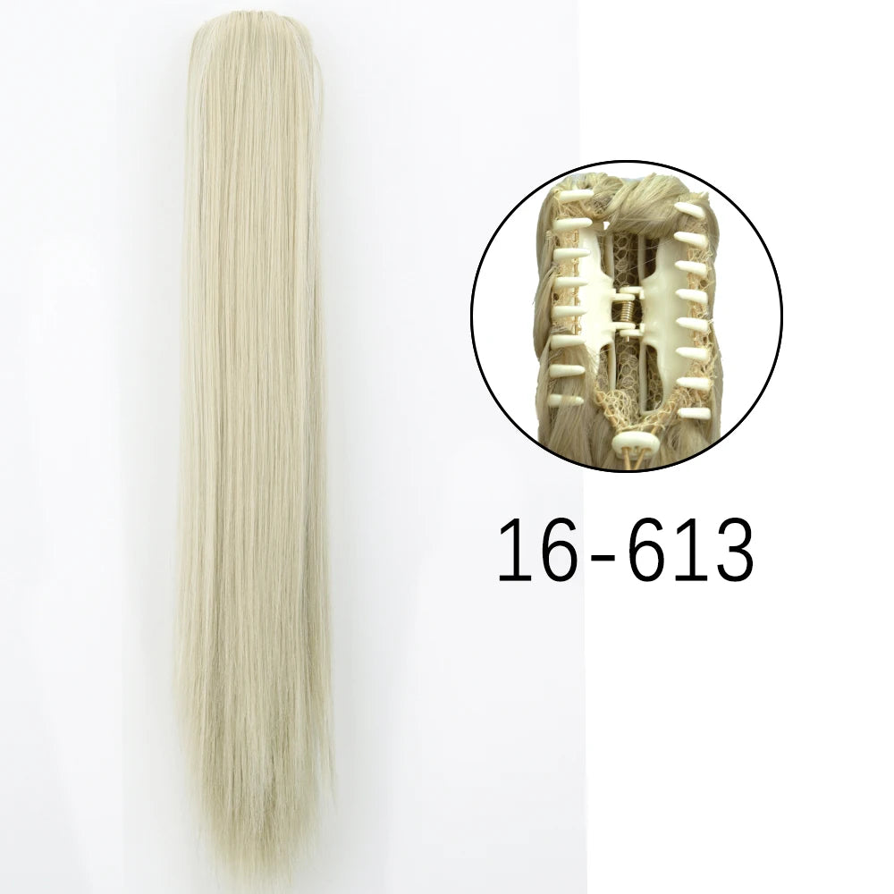 24" Synthetic Long Straight Claw Clip Ponytail s-16-613 by HitMyNeed