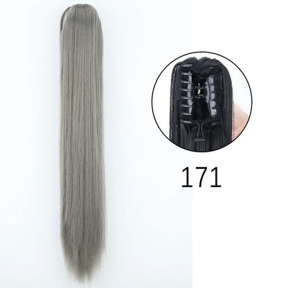 24" Synthetic Long Straight Claw Clip Ponytail s-171 by HitMyNeed