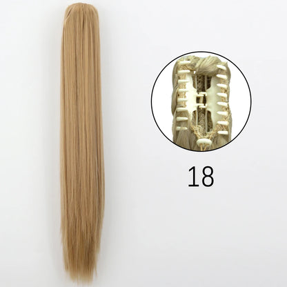 24" Synthetic Long Straight Claw Clip Ponytail s-18 by HitMyNeed