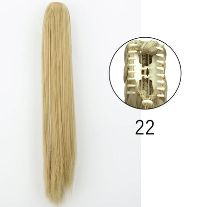 24" Synthetic Long Straight Claw Clip Ponytail s-22 by HitMyNeed