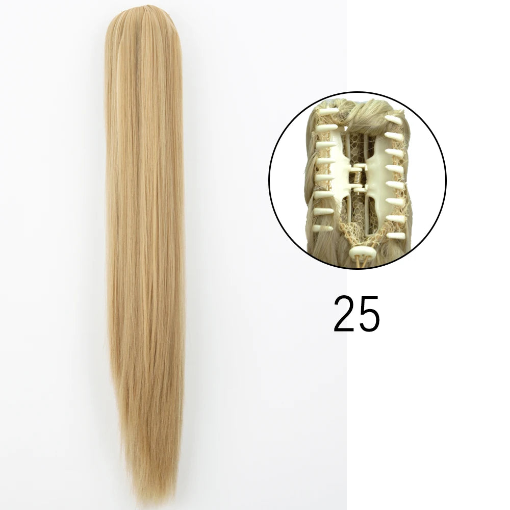 24" Synthetic Long Straight Claw Clip Ponytail s-25 by HitMyNeed