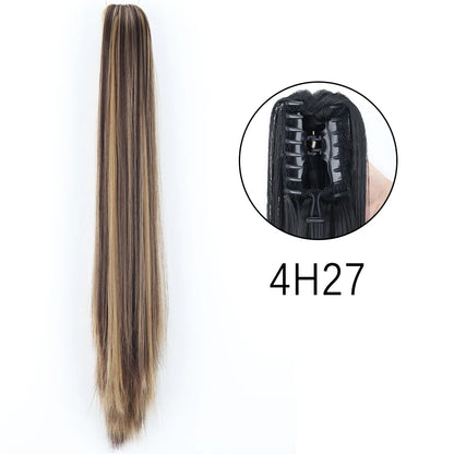 24" Synthetic Long Straight Claw Clip Ponytail s-4h27 by HitMyNeed