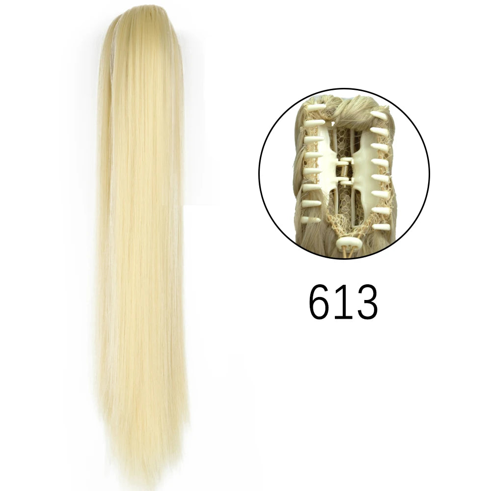 24" Synthetic Long Straight Claw Clip Ponytail s-613 by HitMyNeed