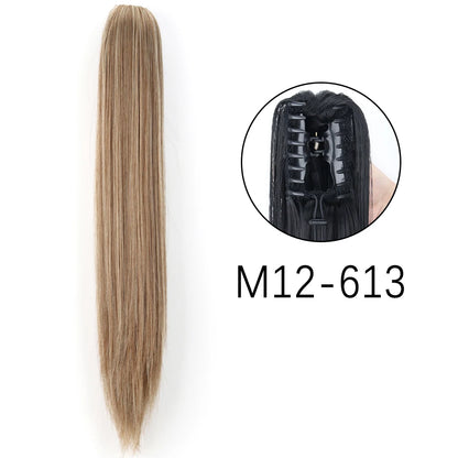 24" Synthetic Long Straight Claw Clip Ponytail s-m12-613 by HitMyNeed