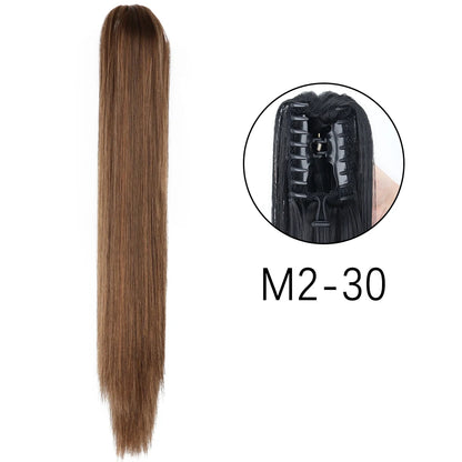 24" Synthetic Long Straight Claw Clip Ponytail s-m2-30 by HitMyNeed