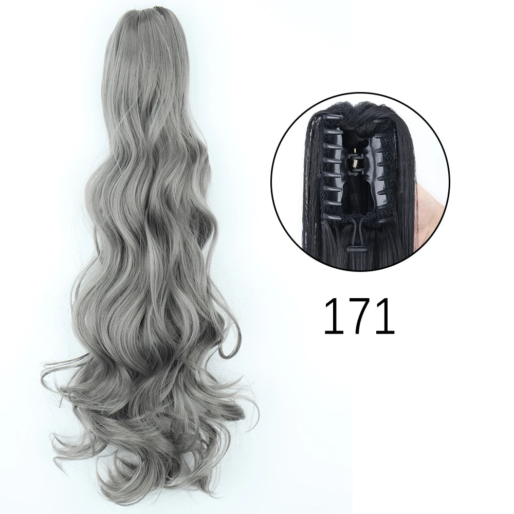 24" Synthetic Long Straight Claw Clip Ponytail w-171 by HitMyNeed