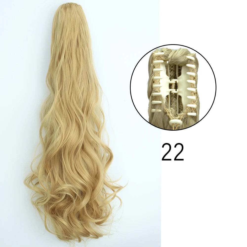 24" Synthetic Long Straight Claw Clip Ponytail w-22 by HitMyNeed