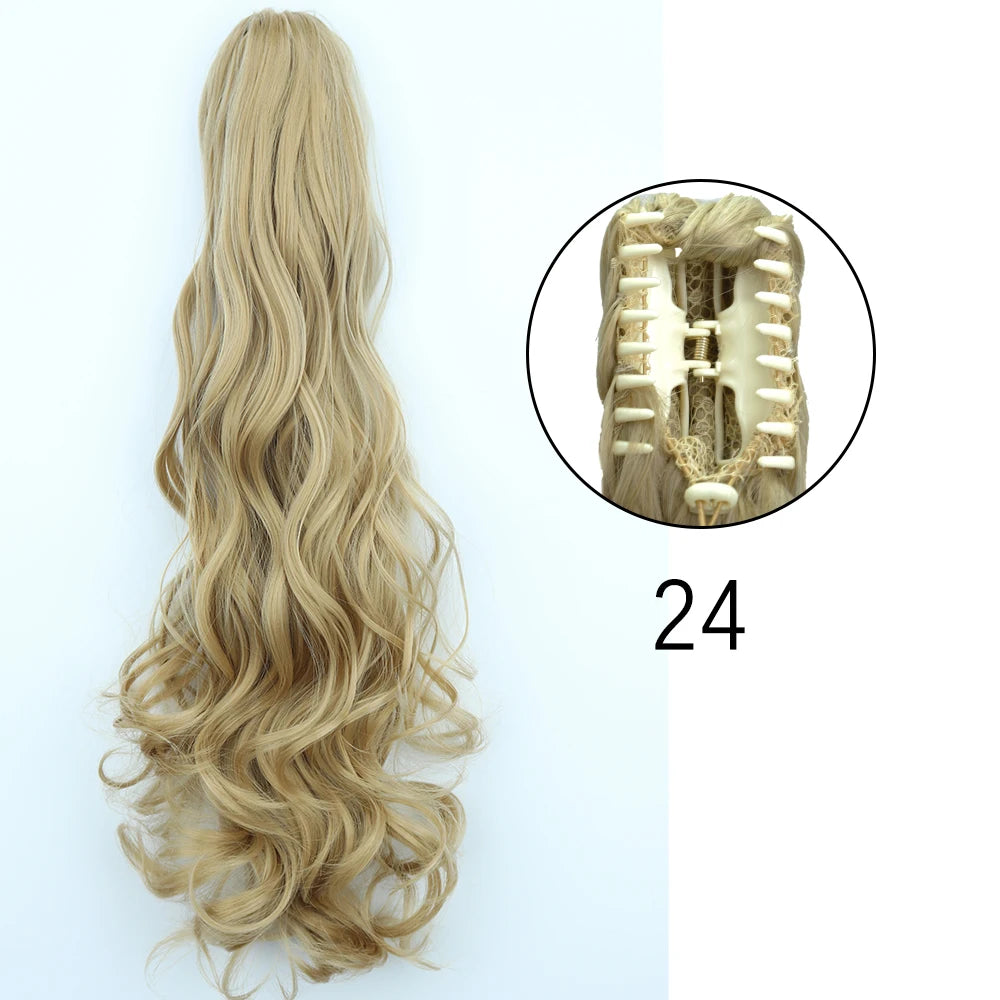 24" Synthetic Long Straight Claw Clip Ponytail w-24 by HitMyNeed