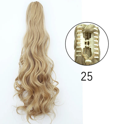 24" Synthetic Long Straight Claw Clip Ponytail w-25 by HitMyNeed