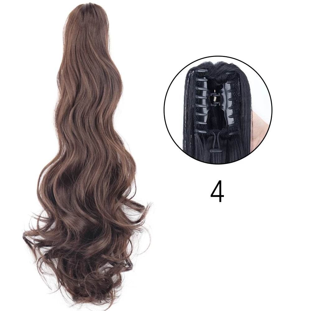24" Synthetic Long Straight Claw Clip Ponytail w-4 by HitMyNeed