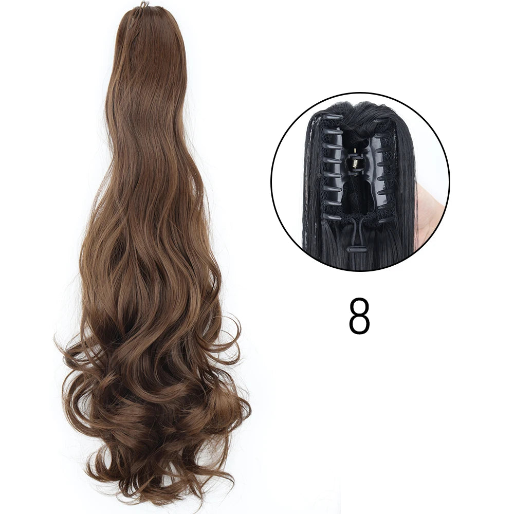 24" Synthetic Long Straight Claw Clip Ponytail w-8 by HitMyNeed